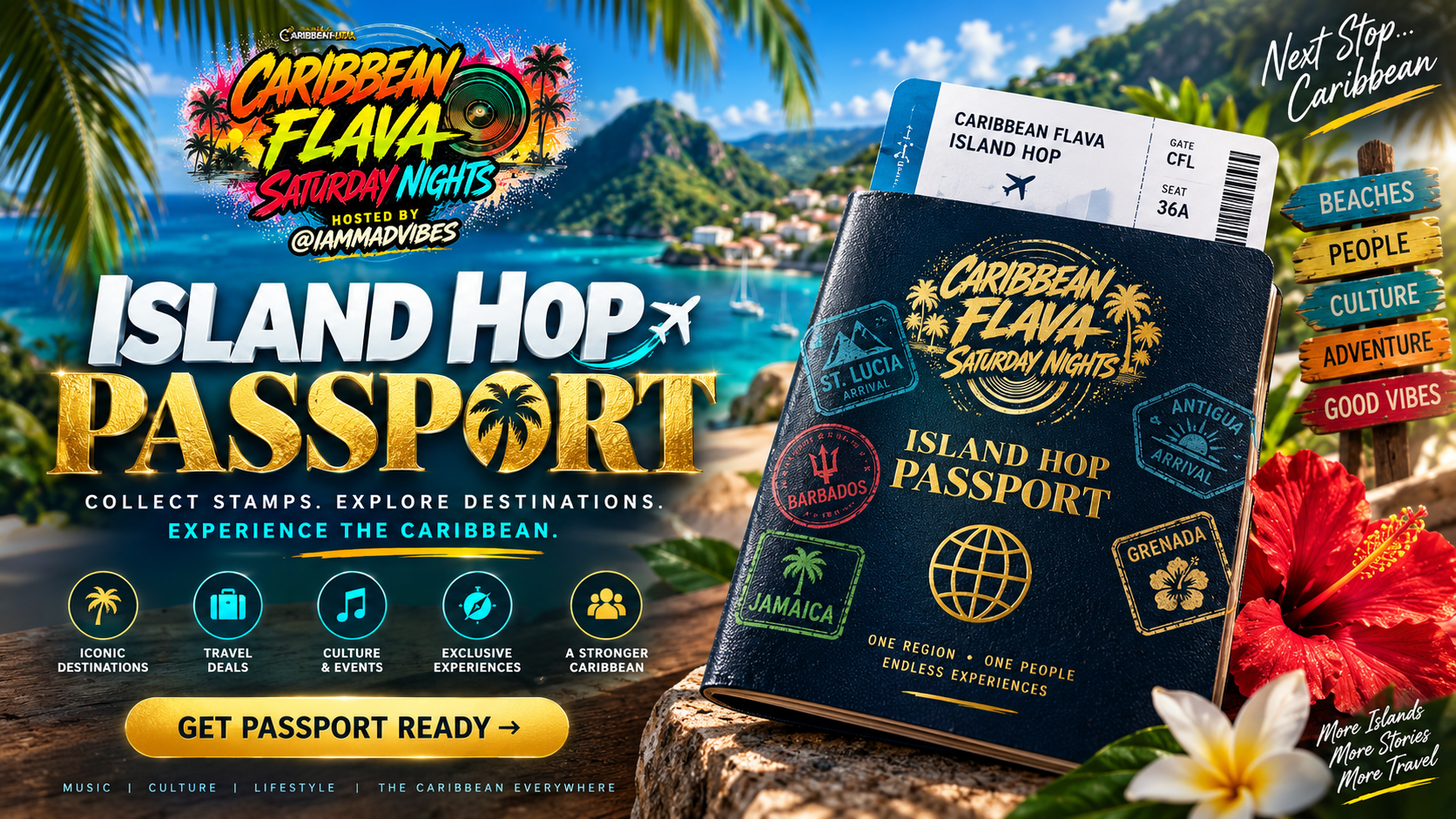Caribbean Flava Island Hop Passport — collect stamps, explore destinations and experience the Caribbean